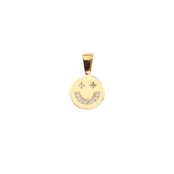 SMILEY CHARM W/CRYSTALS