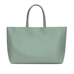 LEATHER TOTE WIDE NAPPA OCEAN GREEN
