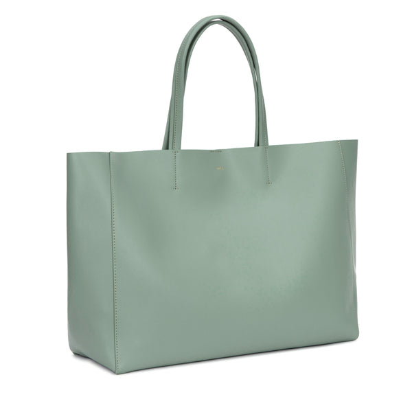 LEATHER TOTE WIDE NAPPA OCEAN GREEN