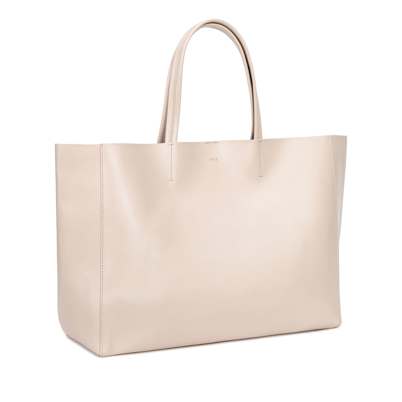 LEATHER TOTE WIDE NAPPA SAND