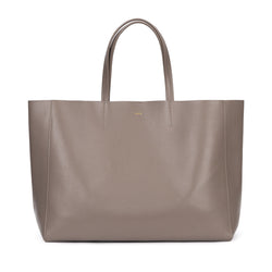 LEATHER TOTE WIDE TAUPE
