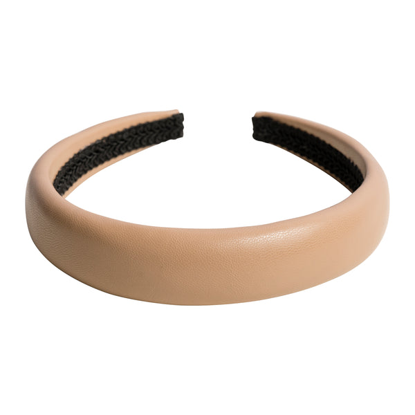LEATHER HAIR BAND BROAD CAMEL