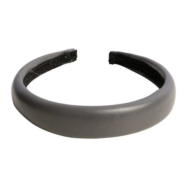 LEATHER HAIR BAND BROAD DARK GREY