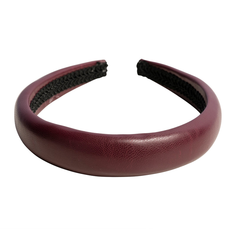 LEATHER HAIR BAND BROAD MAROON
