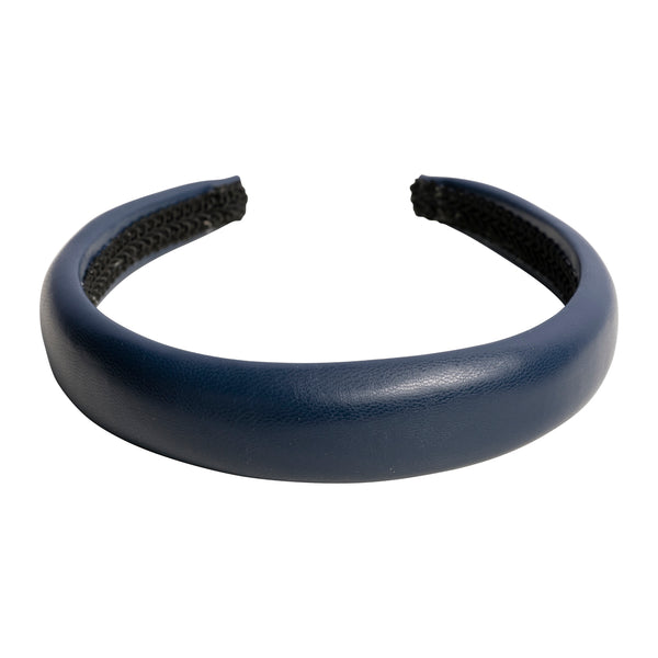 LEATHER HAIR BAND BROAD NAVY BLUE