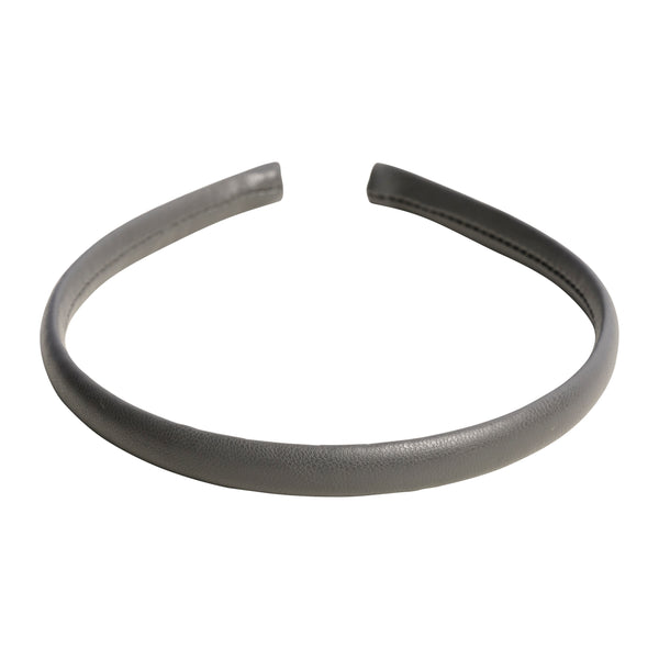 LEATHER HAIR BAND THIN DARK GREY