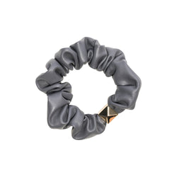 LEATHER MINI SCRUNCHIE DARK GREY