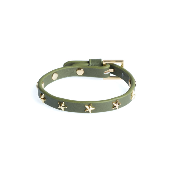 LEATHER STAR STUD BRACELET MINI ARMY