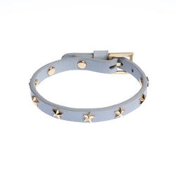 LEATHER STAR STUD BRACELET MINI DUSTY BLUE