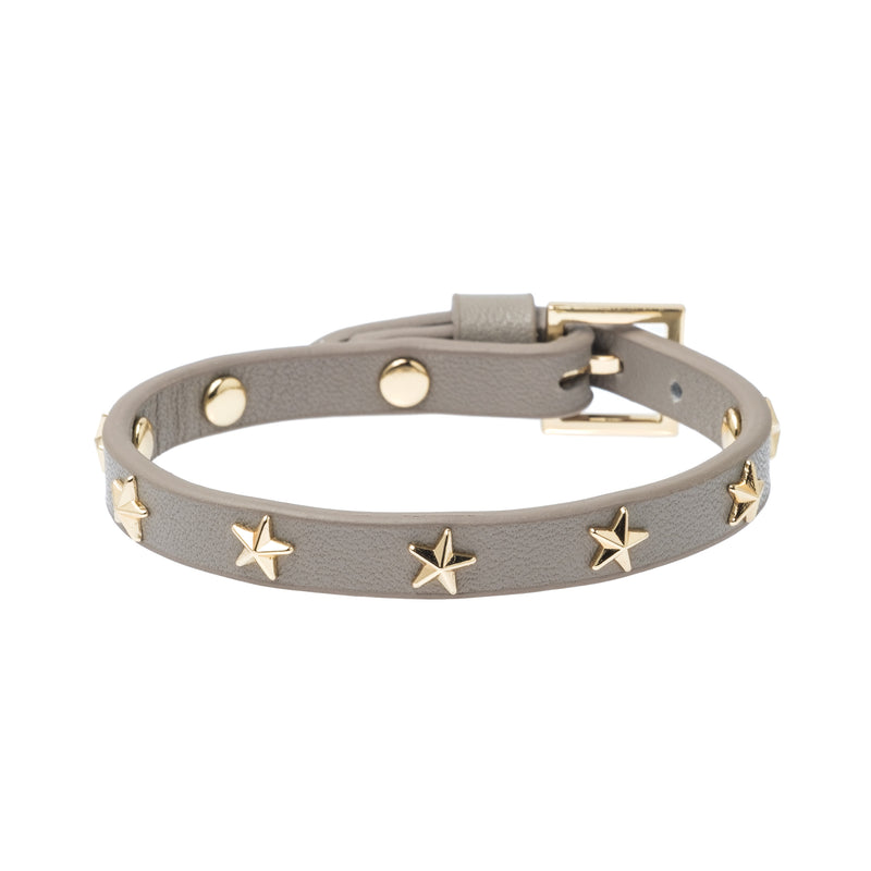 LEATHER STAR STUD BRACELET LIGHT TAUPE