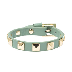 LEATHER STUD BRACELET AQUA GREEN