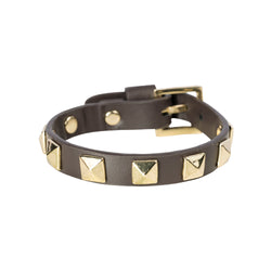 LEATHER STUD BRACELET CHOCOLATE BROWN