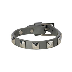 LEATHER STUD BRACELET DARK GREY W/GUN