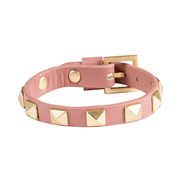 LEATHER STUD BRACELET DUSTY ROSE