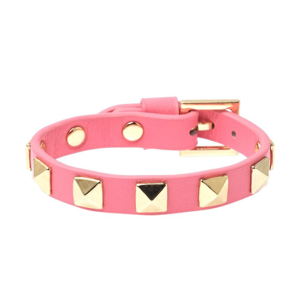 LEATHER STUD BRACELET MINI GERANIUM PINK
