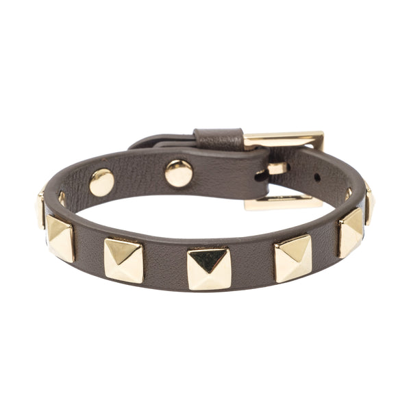 LEATHER STUD BRACELET SOFT BROWN