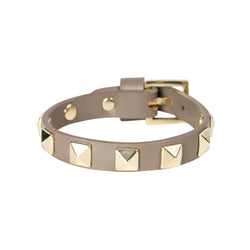 LEATHER STUD BRACELET DARK TAUPE W/GOLD