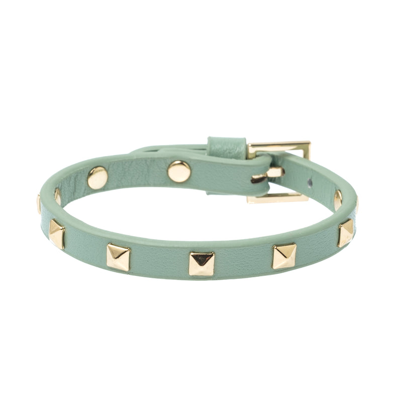 LEATHER STUD BRACELET MINI AQUA GREEN