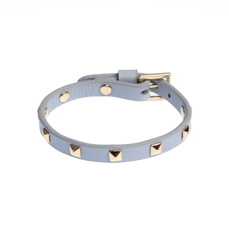 LEATHER STUD BRACELET MINI DUSTY BLUE