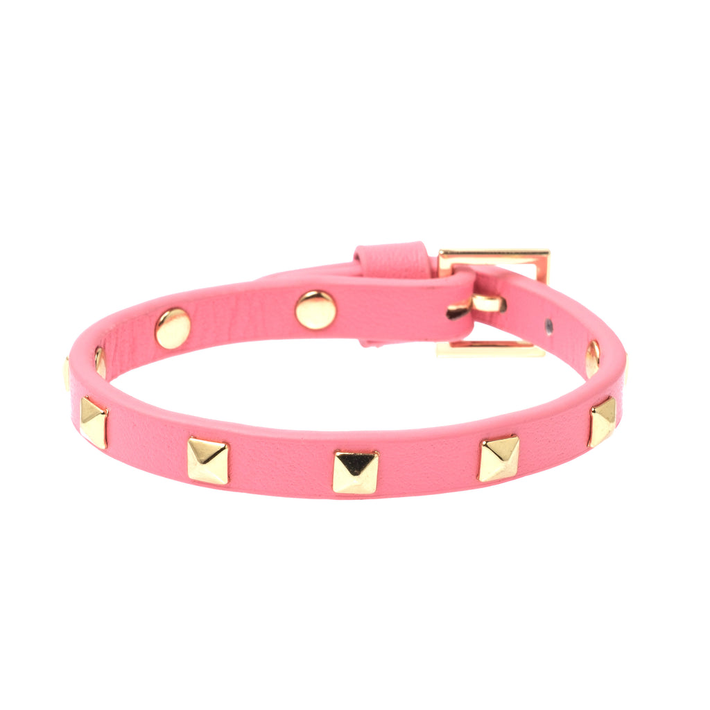 LEATHER STUD BRACELET MINI GERANIUM PINK – DARK department