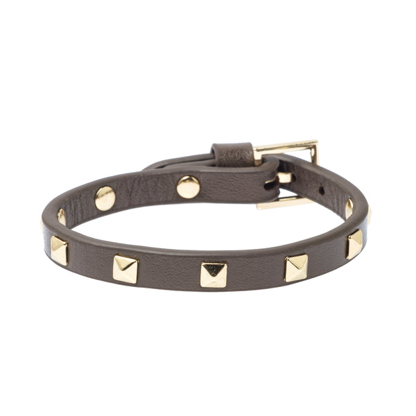 LEATHER STUD BRACELET MINI SOFT BROWN