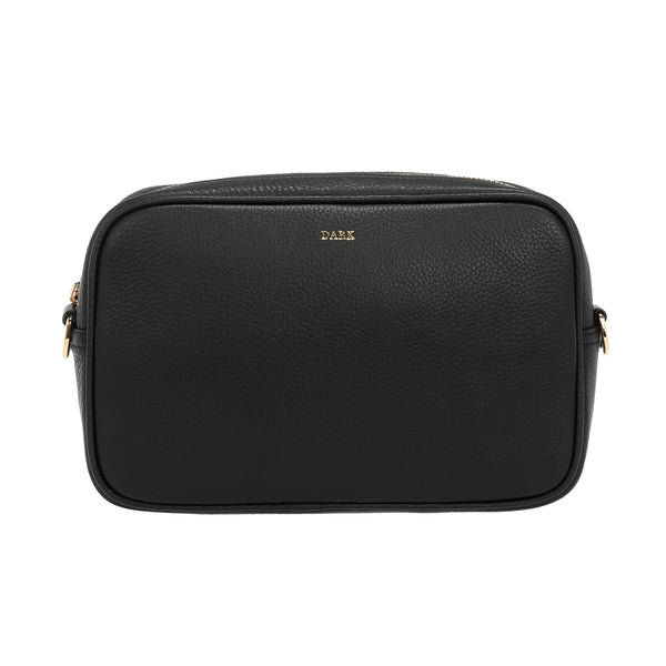 LEATHER BOX BAG BLACK W/GOLD
