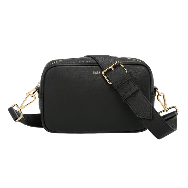 LEATHER BOX BAG BLACK W/GOLD