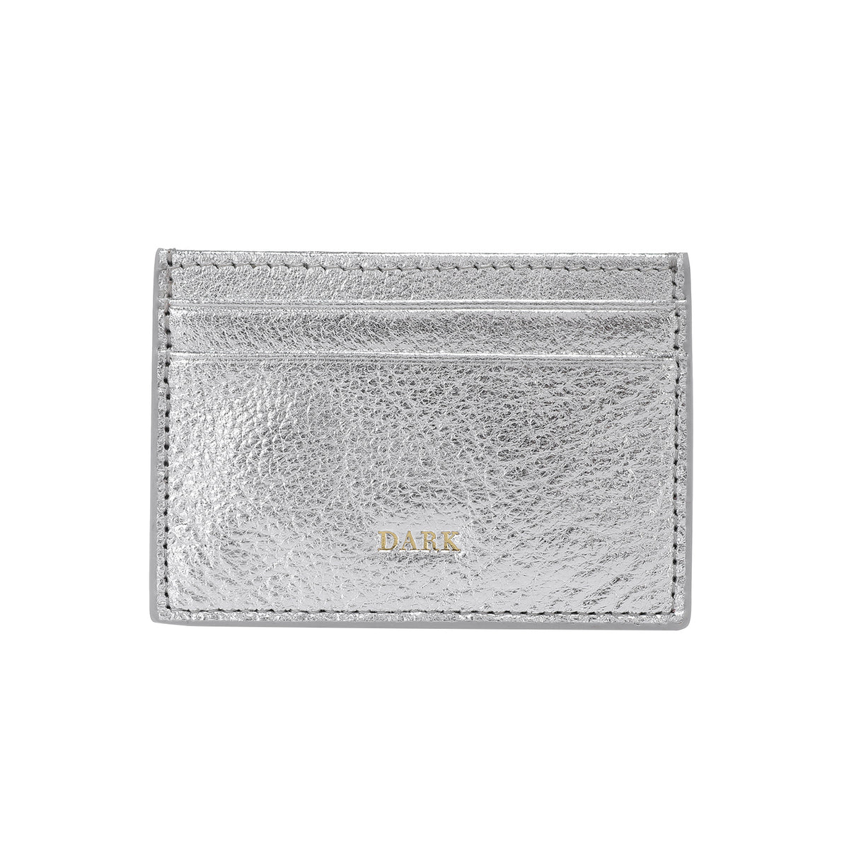 LEATHER CARD HOLDER W/DARK LOGO SILVER