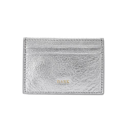 LEATHER CARD HOLDER W/DARK LOGO SILVER