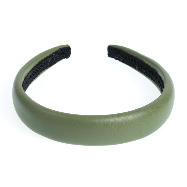 LEATHER HAIR BAND BROAD FADED ARMY