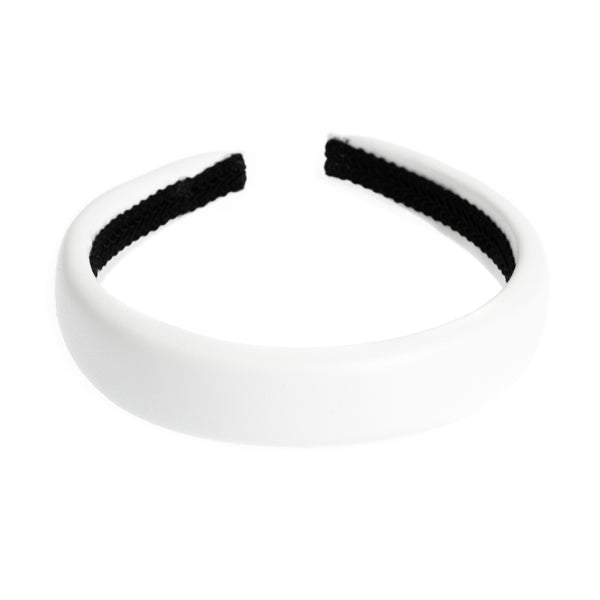 LEATHER HAIR BAND BROAD WHITE