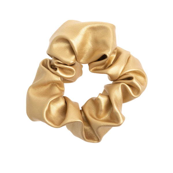 LEATHER SCRUNCHIE GOLD