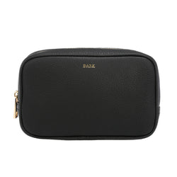 LEATHER SQUARE MAKE-UP BAG BLACK W/GOLD