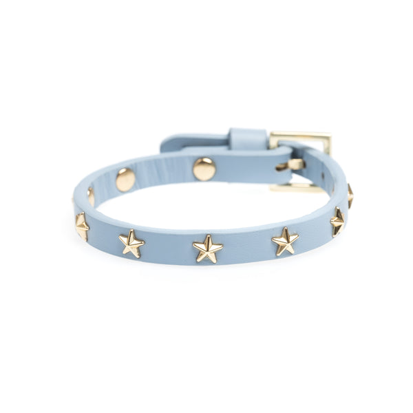 LEATHER STAR STUD BRACELET MINI COOL BLUE