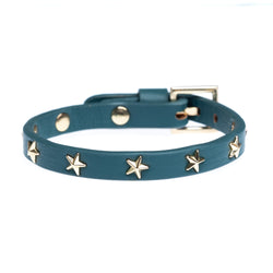 LEATHER STAR STUD BRACELET MINI TEAL