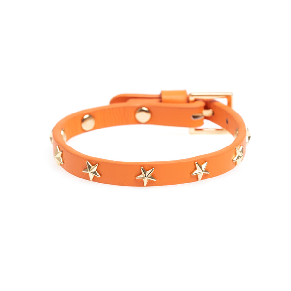 LEATHER STAR STUD BRACELET MINI ORANGE