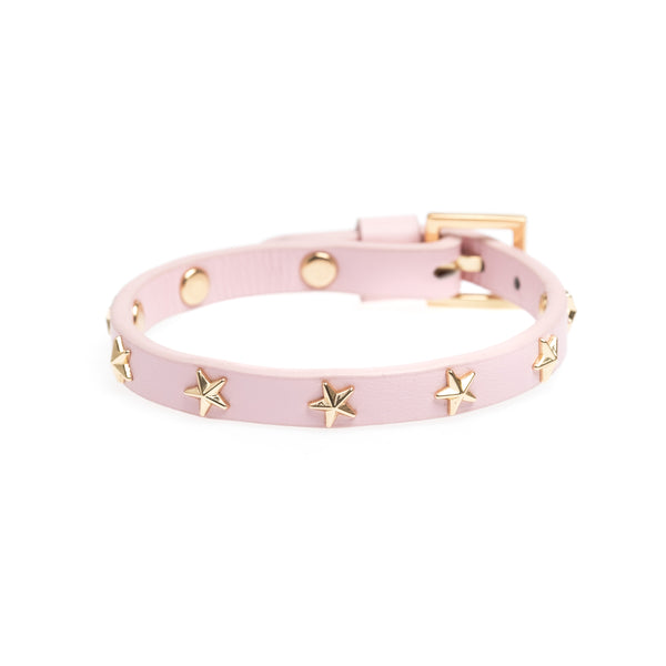 LEATHER STAR STUD BRACELET MINI PALE ROSE