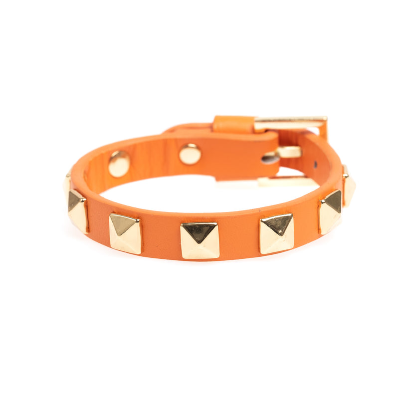 LEATHER STUD BRACELET PALE ORANGE