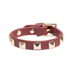 LEATHER STUD BRACELET OX RED