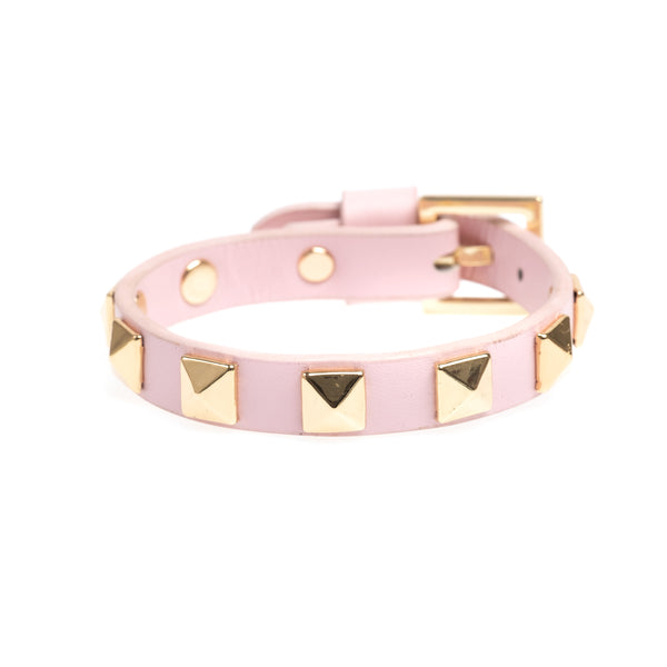 LEATHER STUD BRACELET PALE ROSE