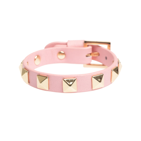 LEATHER STUD BRACELET PALE PINK