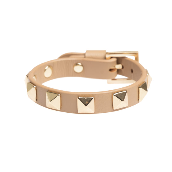 LEATHER STUD BRACELET CAMEL