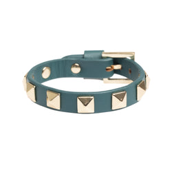 LEATHER STUD BRACELET TEAL