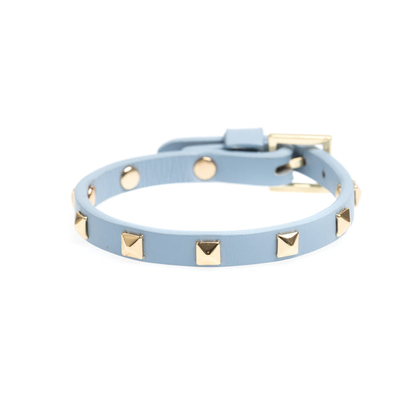 LEATHER STUD BRACELET MINI COOL BLUE