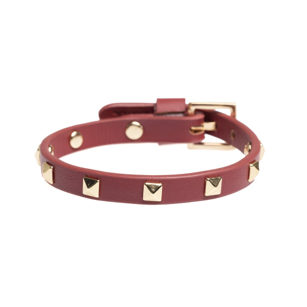 LEATHER STUD BRACELET MINI OX RED