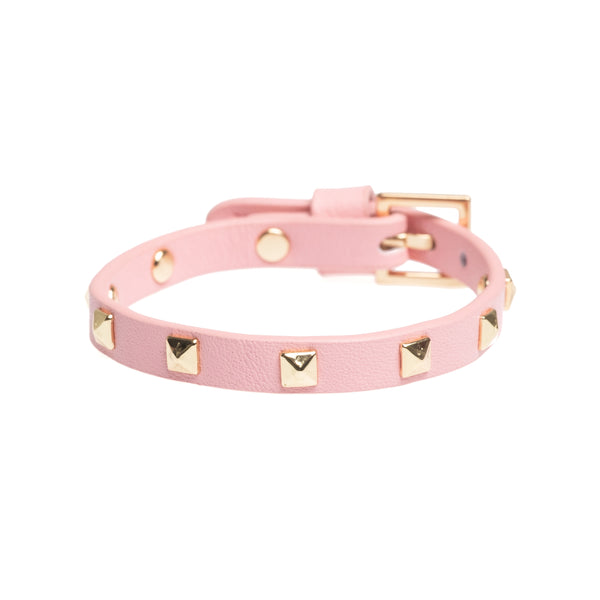 LEATHER STUD BRACELET MINI PALE PINK