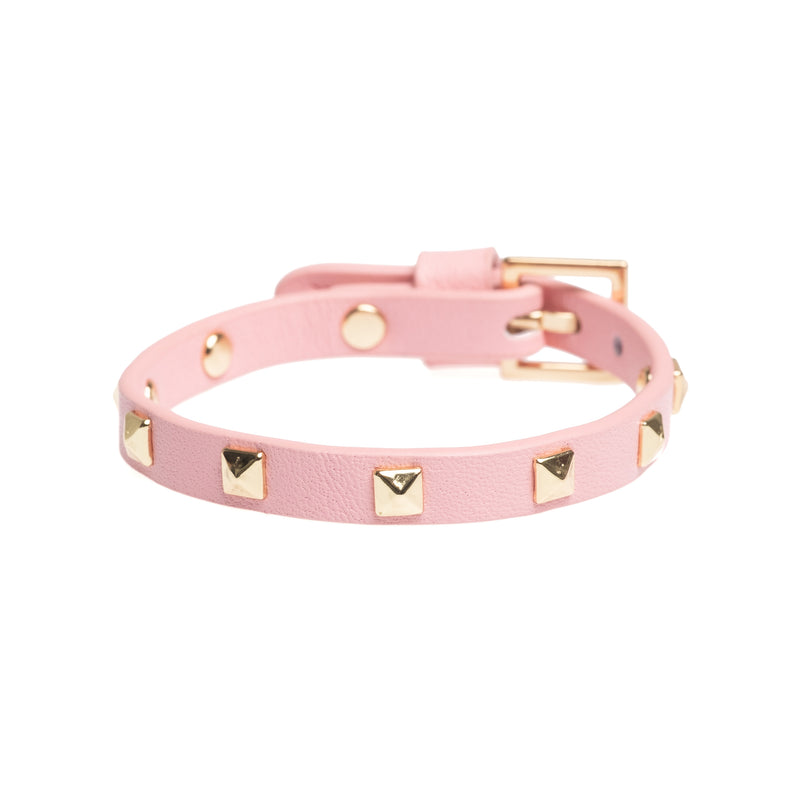 LEATHER STUD BRACELET MINI PALE PINK