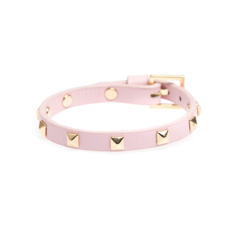 LEATHER STUD BRACELET MINI PALE ROSE