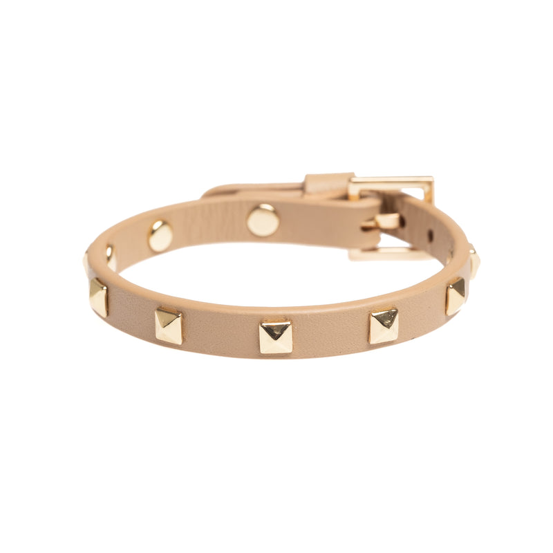 LEATHER STUD BRACELET MINI CAMEL