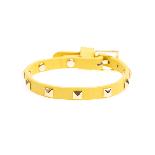 LEATHER STUD BRACELET MINI YELLOW